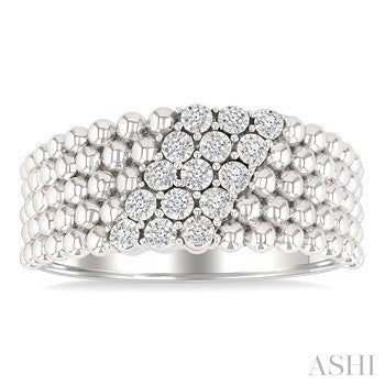 1/10 Ctw Bold Ball Bead and Slanted Round Cut Bead Bijoux Diamond Fashion Ring in Sterling Silver