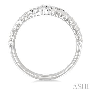 1/10 Ctw Bold Ball Bead and Slanted Round Cut Bead Bijoux Diamond Fashion Ring in Sterling Silver