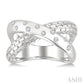 1/10 Ctw Split Criss Cross Round Cut Diamond Fashion Ring in Sterling Silver