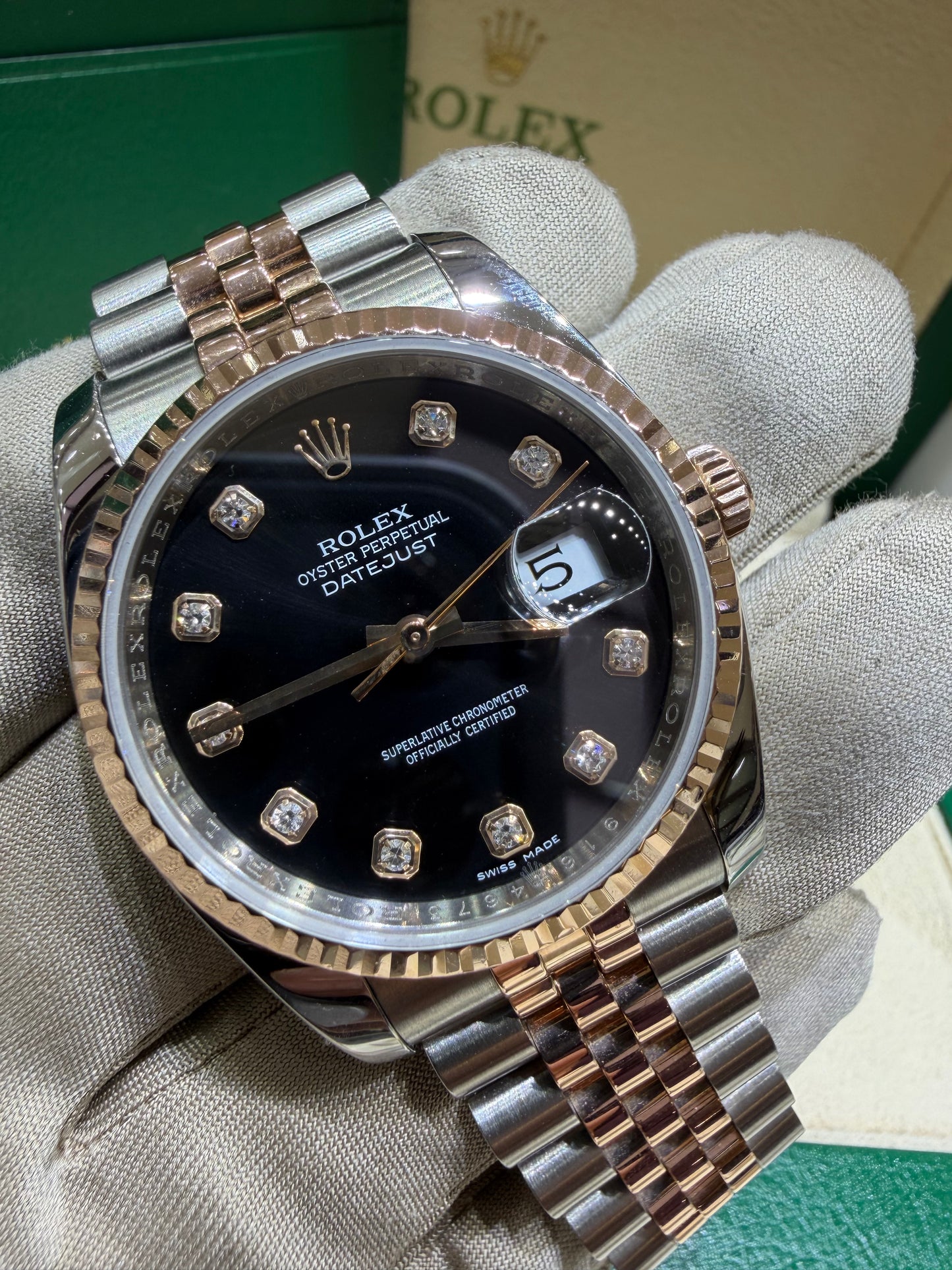 Rolex Datejust 36mm Stainless Steel Black Diamond Dial – 116231 Luxury Timepiece