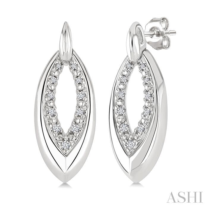 1/10 Ctw Marquise Shape Inner Link Round Cut Diamond Earrings in Sterling Silver