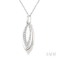 1/10 Ctw Marquise Shape Inner Link Round Cut Diamond Pendant With Chain in Sterling Silver