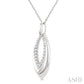 1/10 Ctw Marquise Shape Inner Link Round Cut Diamond Pendant With Chain in Sterling Silver