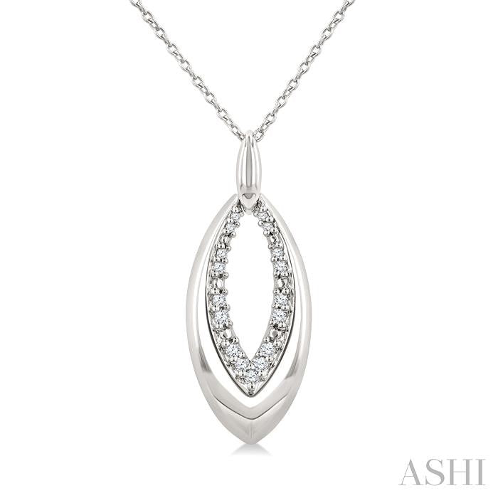 1/10 Ctw Marquise Shape Inner Link Round Cut Diamond Pendant With Chain in Sterling Silver