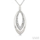 1/10 Ctw Marquise Shape Inner Link Round Cut Diamond Pendant With Chain in Sterling Silver