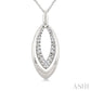 1/10 Ctw Marquise Shape Inner Link Round Cut Diamond Pendant With Chain in Sterling Silver