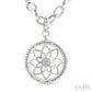 1/20 Ctw Circle medallion Round Cut Diamond Pendant With Chain in Sterling Silver