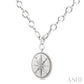 1/20 Ctw Compass medallion Round Cut Diamond Pendant With Chain in Sterling Silver