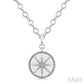 1/20 Ctw Compass medallion Round Cut Diamond Pendant With Chain in Sterling Silver