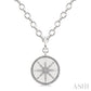 1/20 Ctw Compass medallion Round Cut Diamond Pendant With Chain in Sterling Silver
