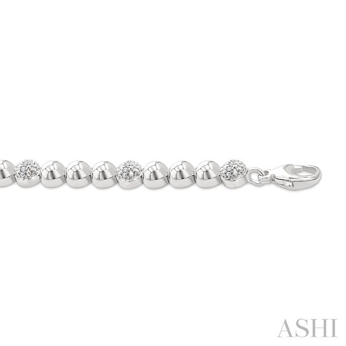 6 MM Bold Bead and 1/5 Ctw Round Cut Bead Bijoux Diamond Fashion Bracelet in Sterling Silver