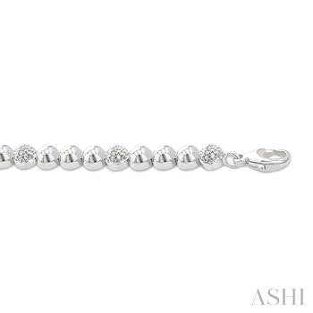 6 MM Bold Bead and 1/5 Ctw Round Cut Bead Bijoux Diamond Fashion Bracelet in Sterling Silver