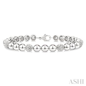 6 MM Bold Bead and 1/5 Ctw Round Cut Bead Bijoux Diamond Fashion Bracelet in Sterling Silver