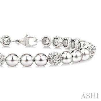 6 MM Bold Bead and 1/5 Ctw Round Cut Bead Bijoux Diamond Fashion Bracelet in Sterling Silver