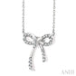 1/10 Ctw Bow Round Cut Diamond Fashion Pendant With Chain in Sterling Silver