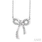 1/10 Ctw Bow Round Cut Diamond Fashion Pendant With Chain in Sterling Silver
