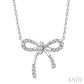 1/10 Ctw Bow Round Cut Diamond Fashion Pendant With Chain in Sterling Silver