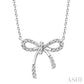 1/10 Ctw Bow Round Cut Diamond Fashion Pendant With Chain in Sterling Silver