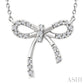 1/10 Ctw Bow Round Cut Diamond Fashion Pendant With Chain in Sterling Silver