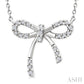 1/10 Ctw Bow Round Cut Diamond Fashion Pendant With Chain in Sterling Silver