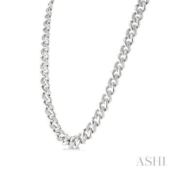 1/4 Ctw Round Cut Diamond Curb & Cuban Necklace in Sterling Silver