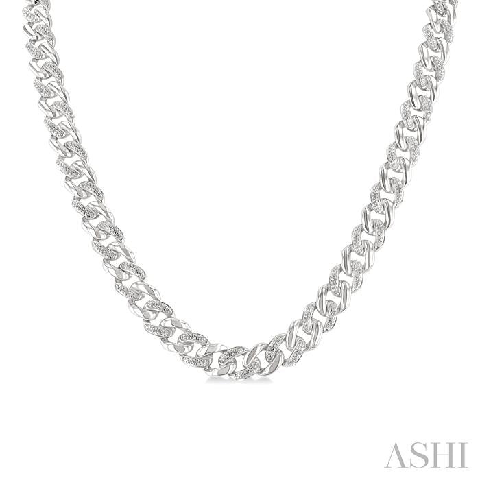 1/4 Ctw Round Cut Diamond Curb & Cuban Necklace in Sterling Silver