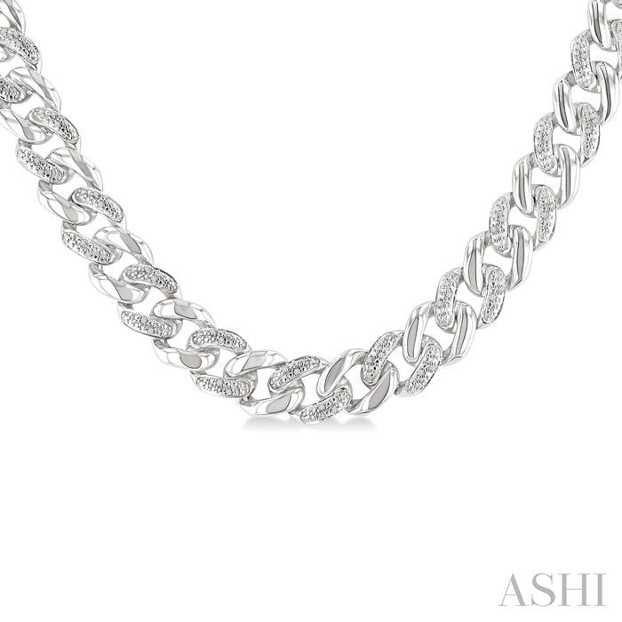 1/4 Ctw Round Cut Diamond Curb & Cuban Necklace in Sterling Silver