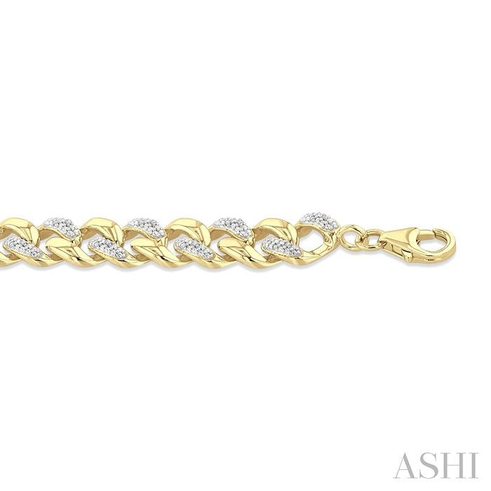1/6 Ctw Round Cut Diamond Cuban Link Bracelet in Yellow Gold Vermeil