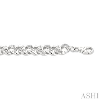 1/6 Ctw Round Cut Diamond Curb & Cuban Bracelet in Sterling Silver
