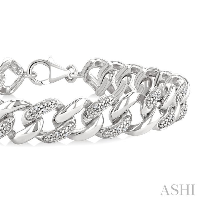 1/6 Ctw Round Cut Diamond Curb & Cuban Bracelet in Sterling Silver