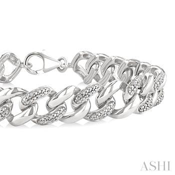 1/6 Ctw Round Cut Diamond Curb & Cuban Bracelet in Sterling Silver