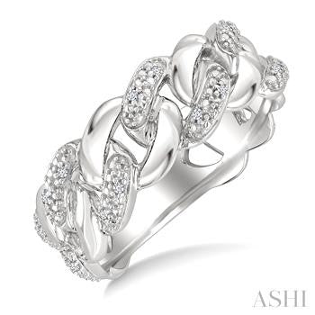 1/20 Ctw Round Cut Diamond Curb & Cuban Ring in Sterling Silver