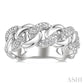1/20 Ctw Round Cut Diamond Curb & Cuban Ring in Sterling Silver