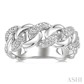 1/20 Ctw Round Cut Diamond Curb & Cuban Ring in Sterling Silver