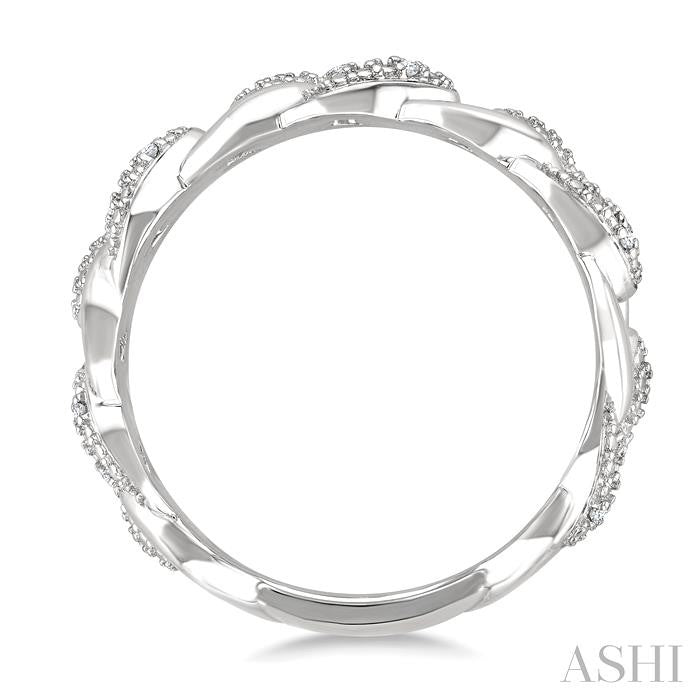 1/20 Ctw Round Cut Diamond Curb & Cuban Ring in Sterling Silver