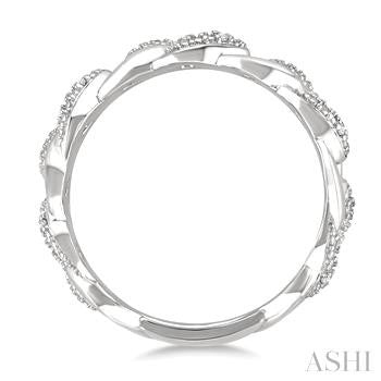 1/20 Ctw Round Cut Diamond Curb & Cuban Ring in Sterling Silver