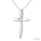 1/50 Ctw Round Cut Diamond Fashion Cross Pendant With Chain in Sterling Silver