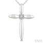 1/50 Ctw Round Cut Diamond Fashion Cross Pendant With Chain in Sterling Silver