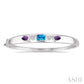 7X5 MM Octagon Shape Blue Topaz & 6X4 MM Pear Shape Amethyst and 1/10 Ctw Round Cut Diamond Semi-Precious Bangle in Ster