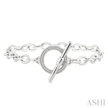 1/10 Ctw Circle Toggle Round Cut Diamond Fashion Bracelet in Sterling Silver