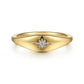 Gabriel & Co. 14K Yellow Gold Diamond Starburst Signet Ring .02CTW SZ6.5
