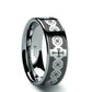 CATHOLY Classic Flat Tungsten Carbide Ring with Engraved Cross Pattern