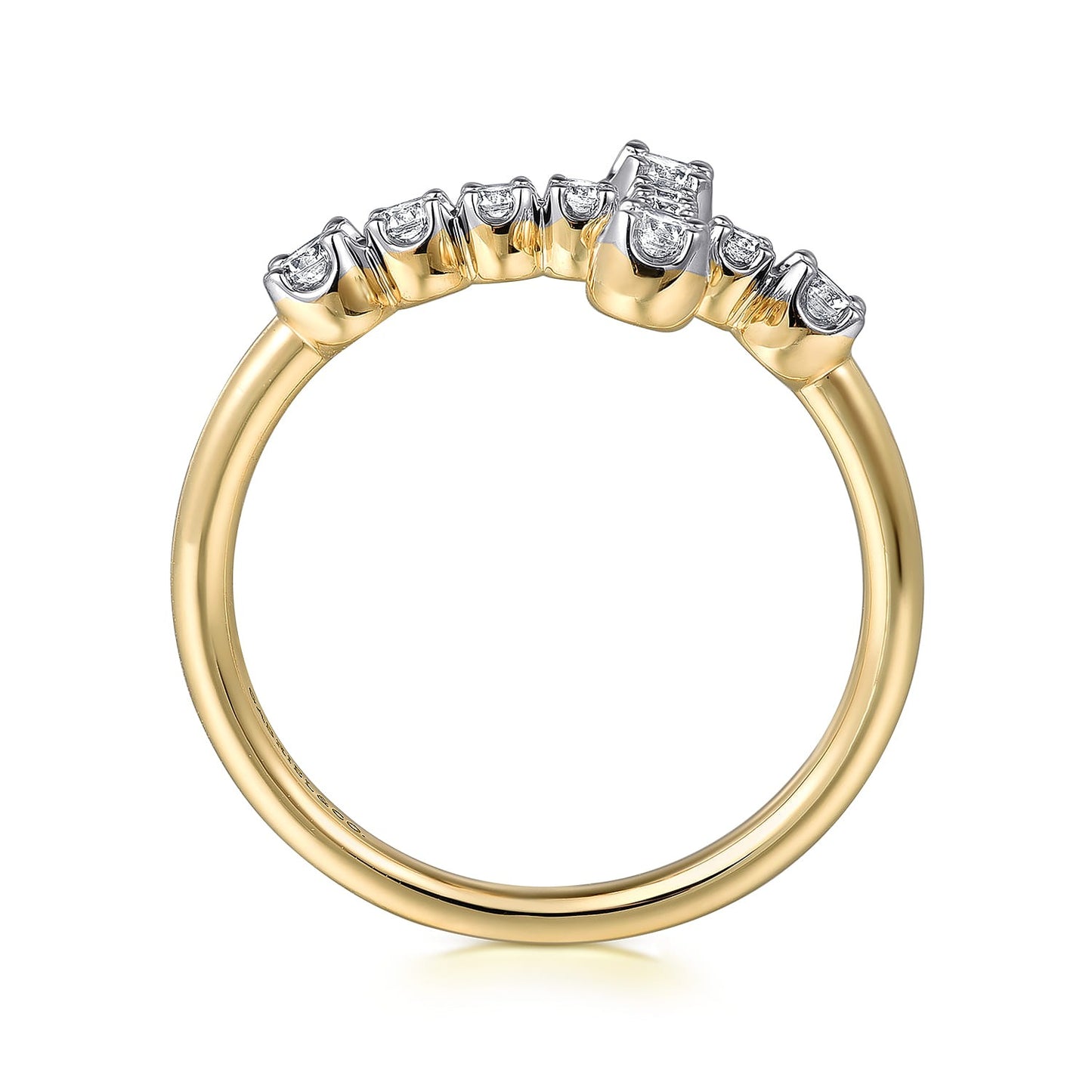 14K Yellow Gold Horizontal Diamond Cross Ladies Ring 1/3CTW GABRIEL