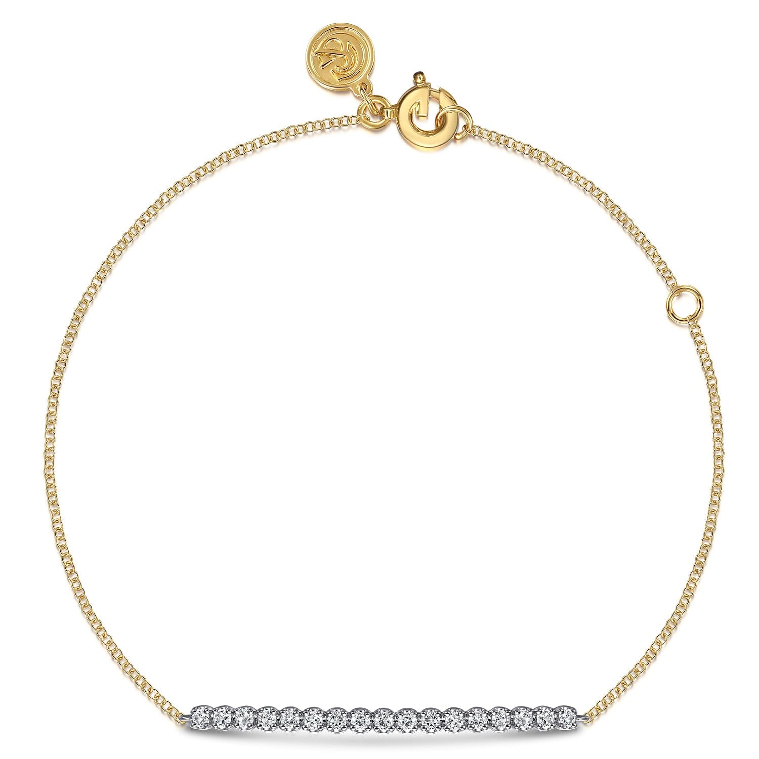 Gabriel & Co. 14K White and Yellow Gold White Sapphire Bar Bracelet .47CTW