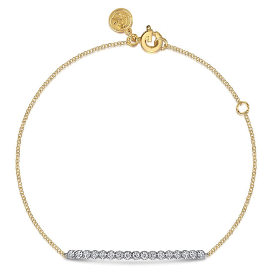 Gabriel & Co. 14K White and Yellow Gold White Sapphire Bar Bracelet .47CTW