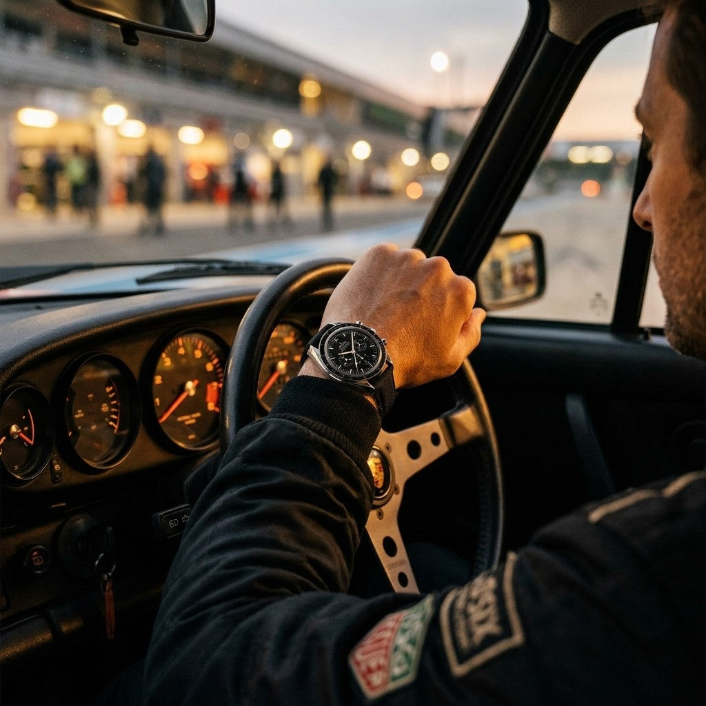 Omega Speedmaster Moonwatch Professional 42 mm — Steel on Coated Nylon Fabric Strap — lifestyle