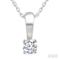 1/10 Ctw Prong Set Round Cut Diamond Solitaire Pendant With Chain in 14K White Gold