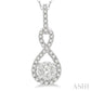 1/4 Ctw Winding Round Cut Diamond Lovebright Pendant With Link Chain in 14K White Gold