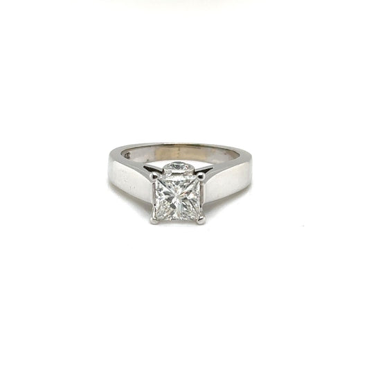 14k white gold 1.25 cathedral princess cut solitaire