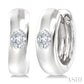 1/3 Ctw Bezel Set Oval Cut Diamond Fashion Huggie Earrings in 14K White Gold